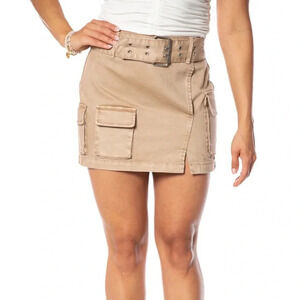 Juicy Couture Khaki Tan Cargo Skirt with Belt Size 29 Y2K NEW
